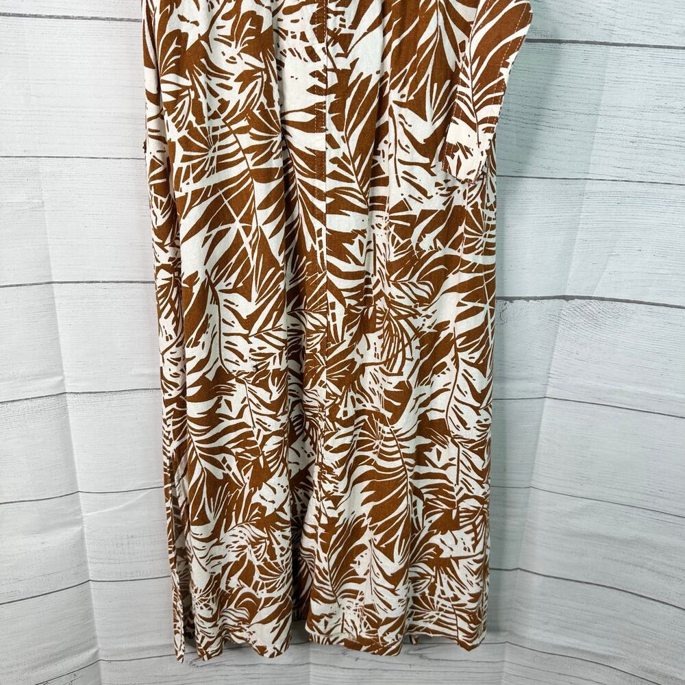 Melloday Womens size Medium Linen Blend Safari Tropical Belted  Midi Dress - Picture 6 of 9